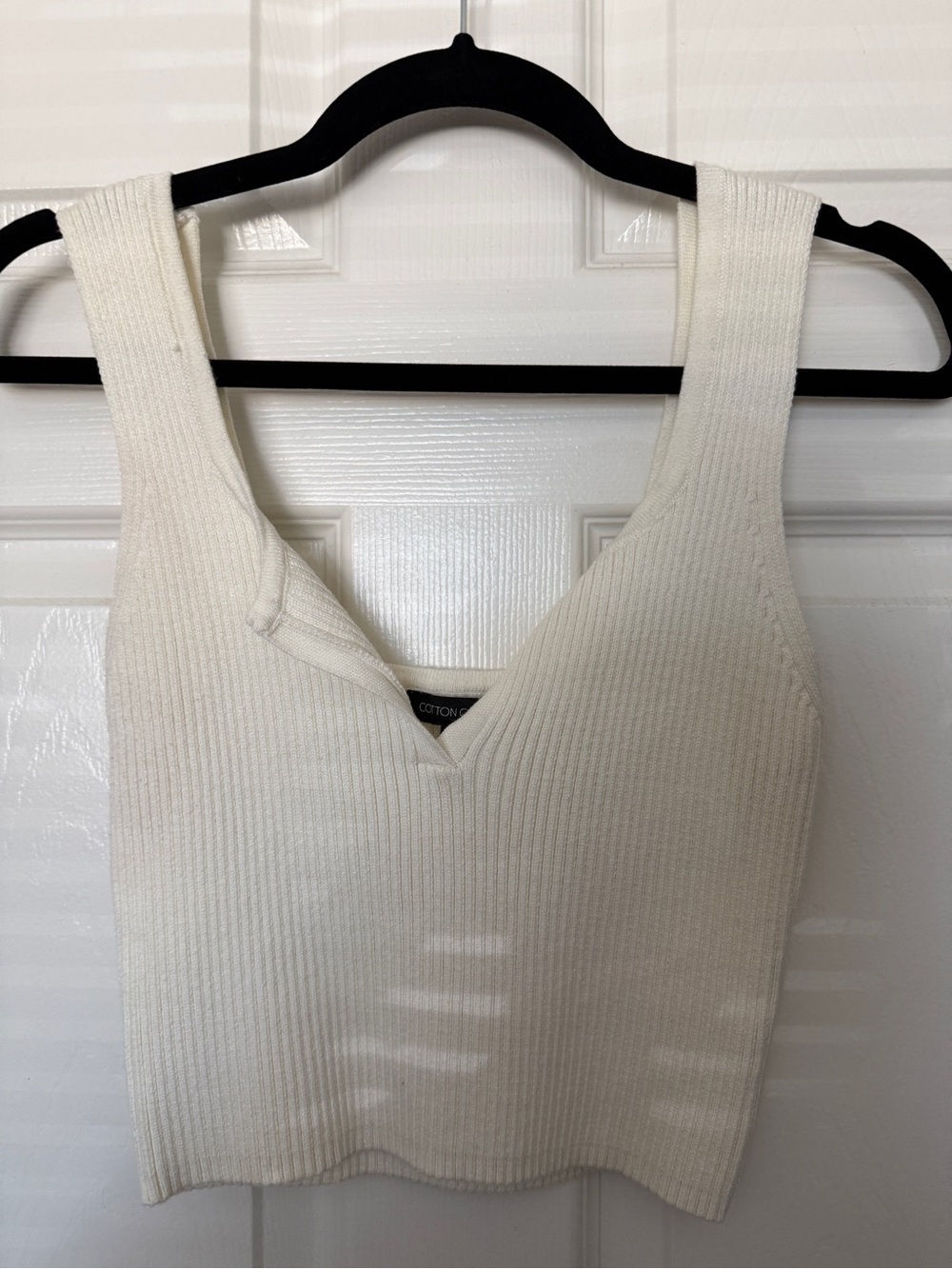 Cotton Candy Cream Ribbed V-Neck Tank